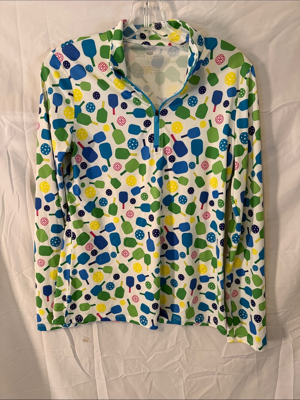 Paddle Ball Pattern multi-color Quarter-Zip Pullover